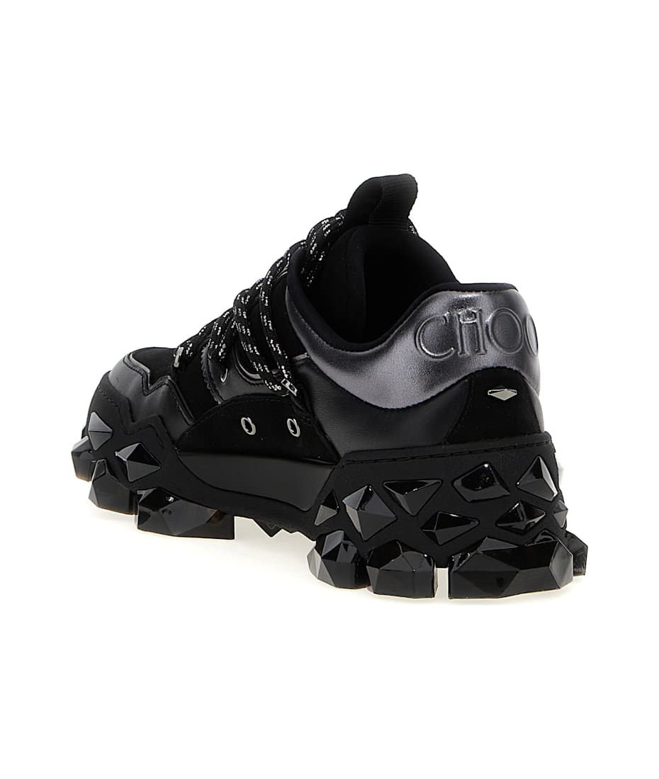 スニーカー JIMMY CHOO Women Sneakers DIAMONDXIIFLMXXBLACK Black Diamond X II/F | Black Leather Trainers | JIMMY CHOO