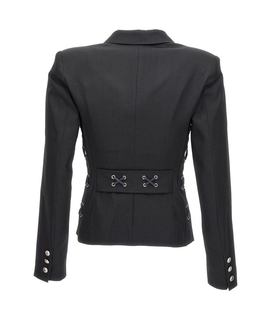 ジャケット ALESSANDRA RICH Single breast lace-up blazer jacket Black badb65c7d96cd9b8c310bce60ca32c