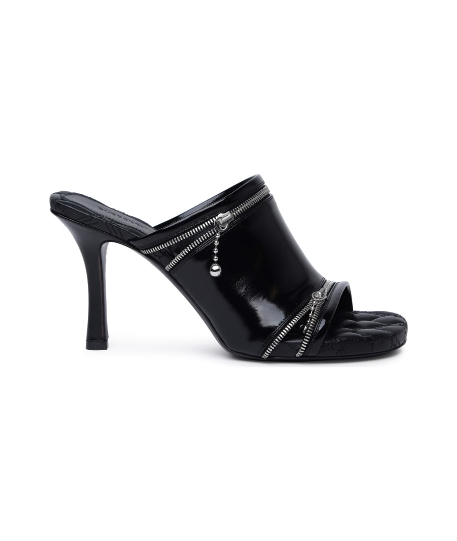 サンダル・ミュール Burberry Black Leather Peep Mules Burberry Black Leather Peep Mules | italist
