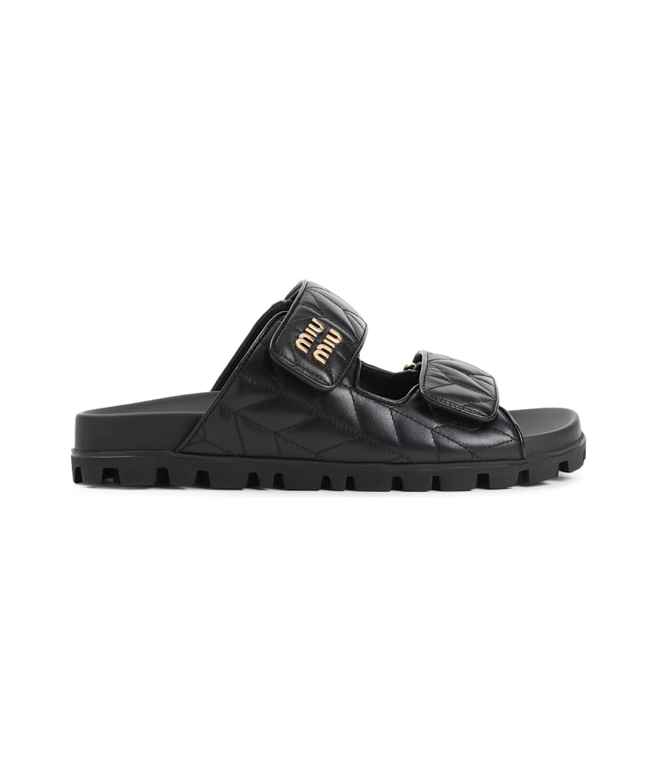 サンダル・ミュール Miu Miu Black Nappa Leather Sandals Miu Miu Nappa Leather Sandals | italist