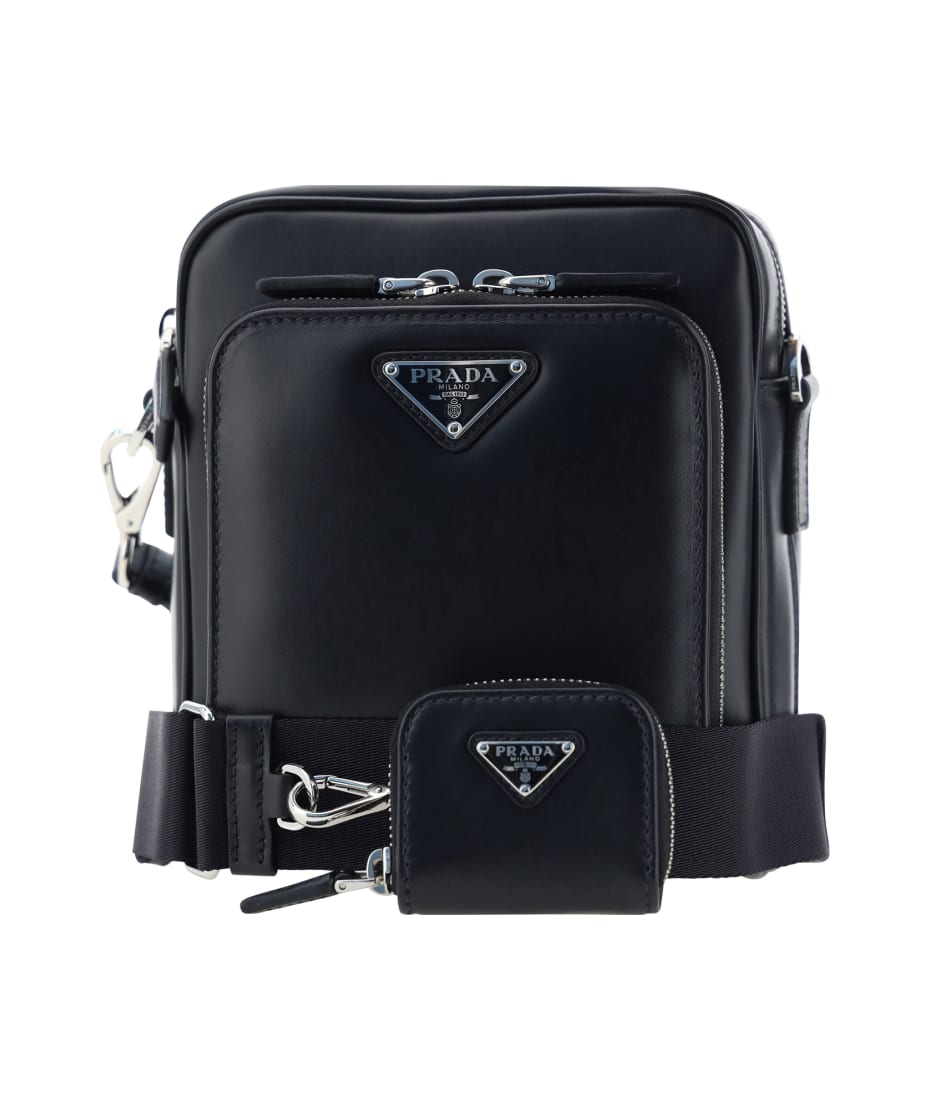 Prada Black Leather Bandoliera Shoulder Bag Prada