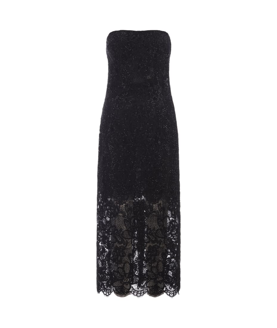 half sleeve lace dress Half Sleeve Lace Top Contrast Midi Dress main image 1