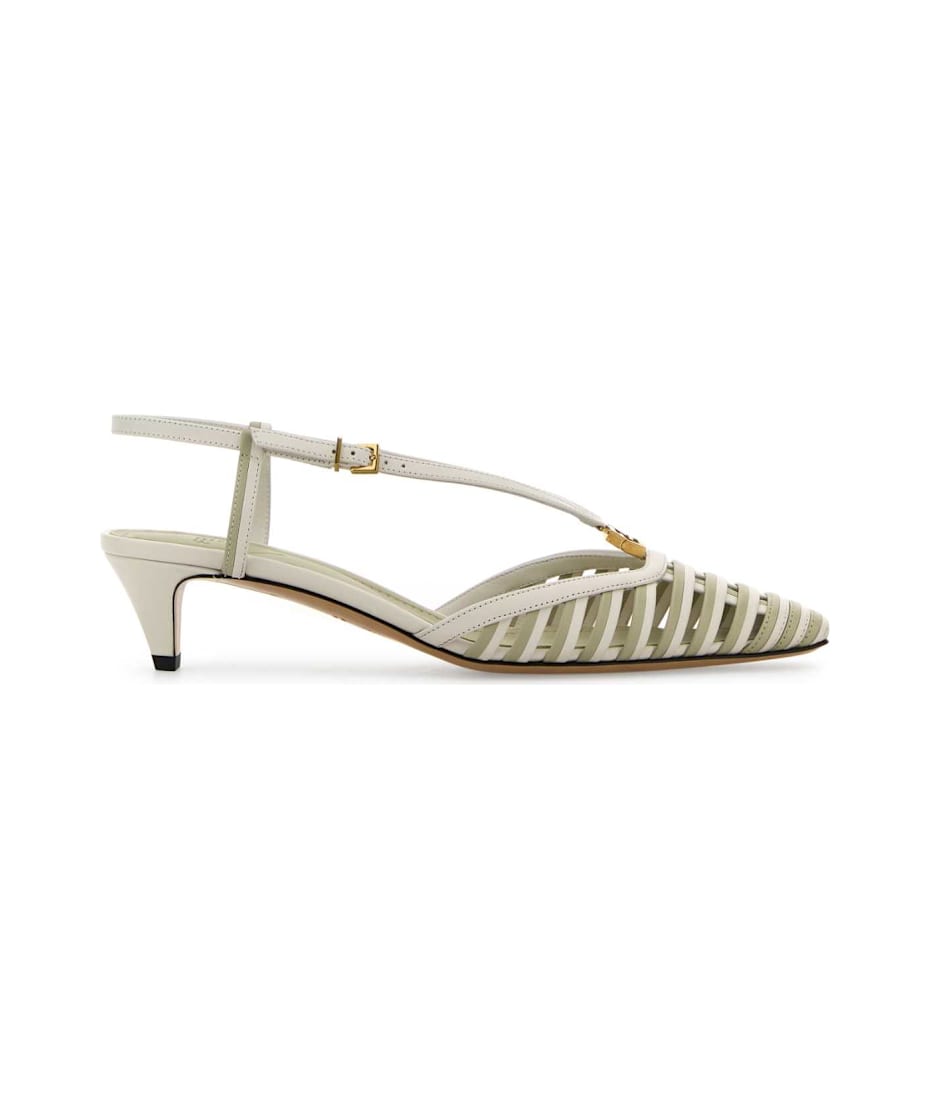 サンダル・ミュール FENDI FW25 Two-tone leather FFold pumps (8J8703AU29 F1STM) Fendi Two-tone Leather Ffold Pumps | italist
