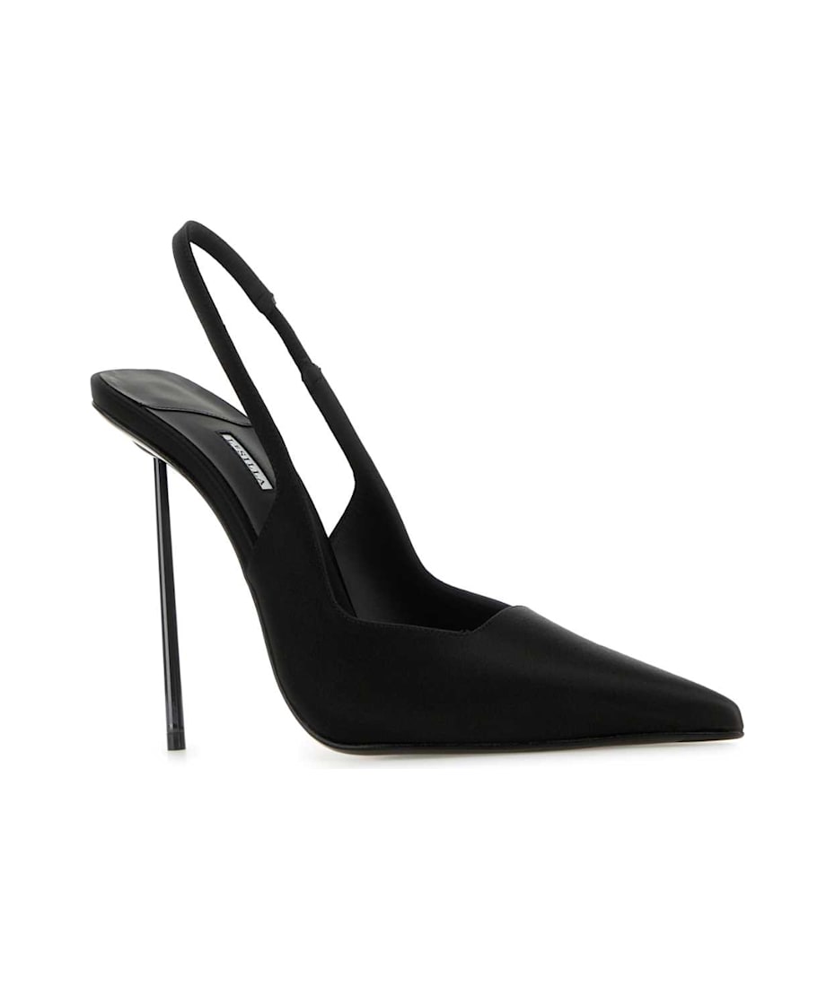 サンダル・ミュール LE SILLA Black satin Chanel Amelia pumps Le Silla Black Satin Chanel Amelia Pumps | italist