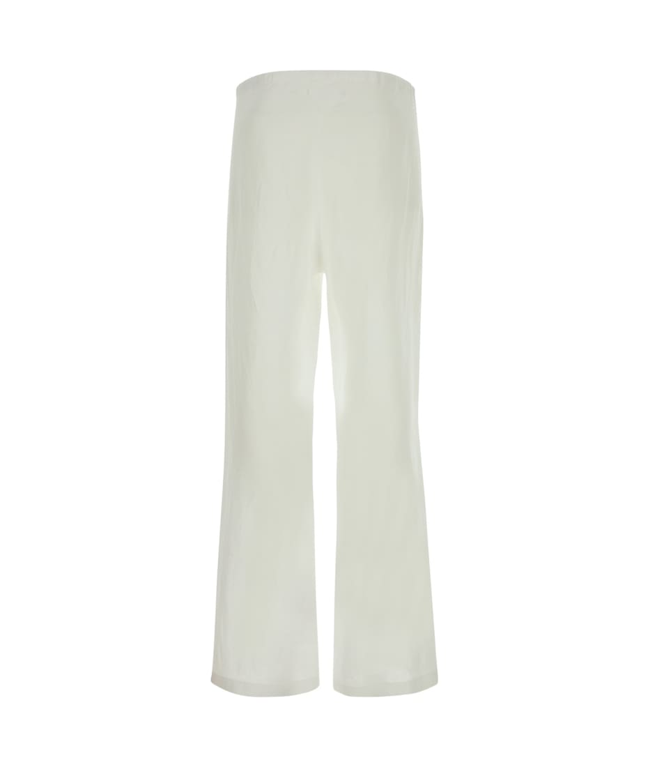 Prada White Cotton Wide-leg Pant - BIANCO