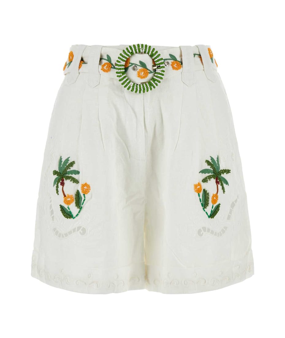 ショートパンツ FARM Rio SS24 White linen Tree Macaw shorts (321906 L0025) Farm Rio White Linen Tree Macaw Shorts | italist