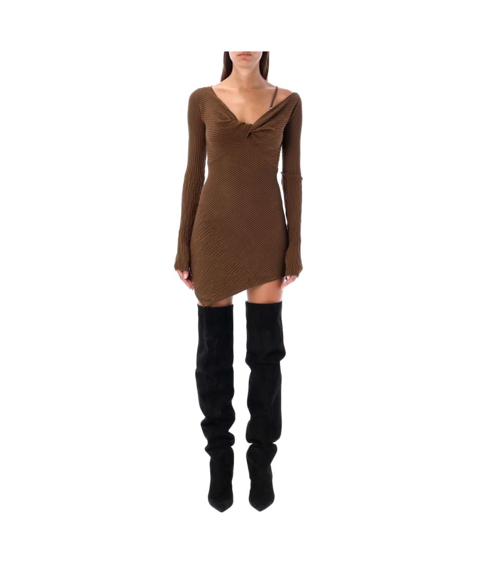 blue dress for baby girl The Attico Jersey Dress in Dark Brown