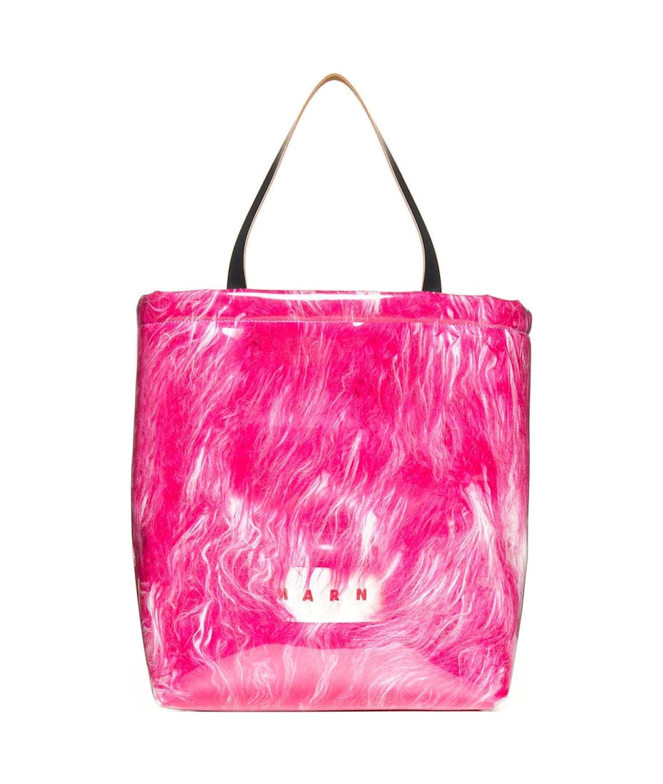 MARNIマルニLogo Patch Covered Shearling Tote Bagトートバッグ Marni covered-shearling Tote Bag | Pink | FARFETCH