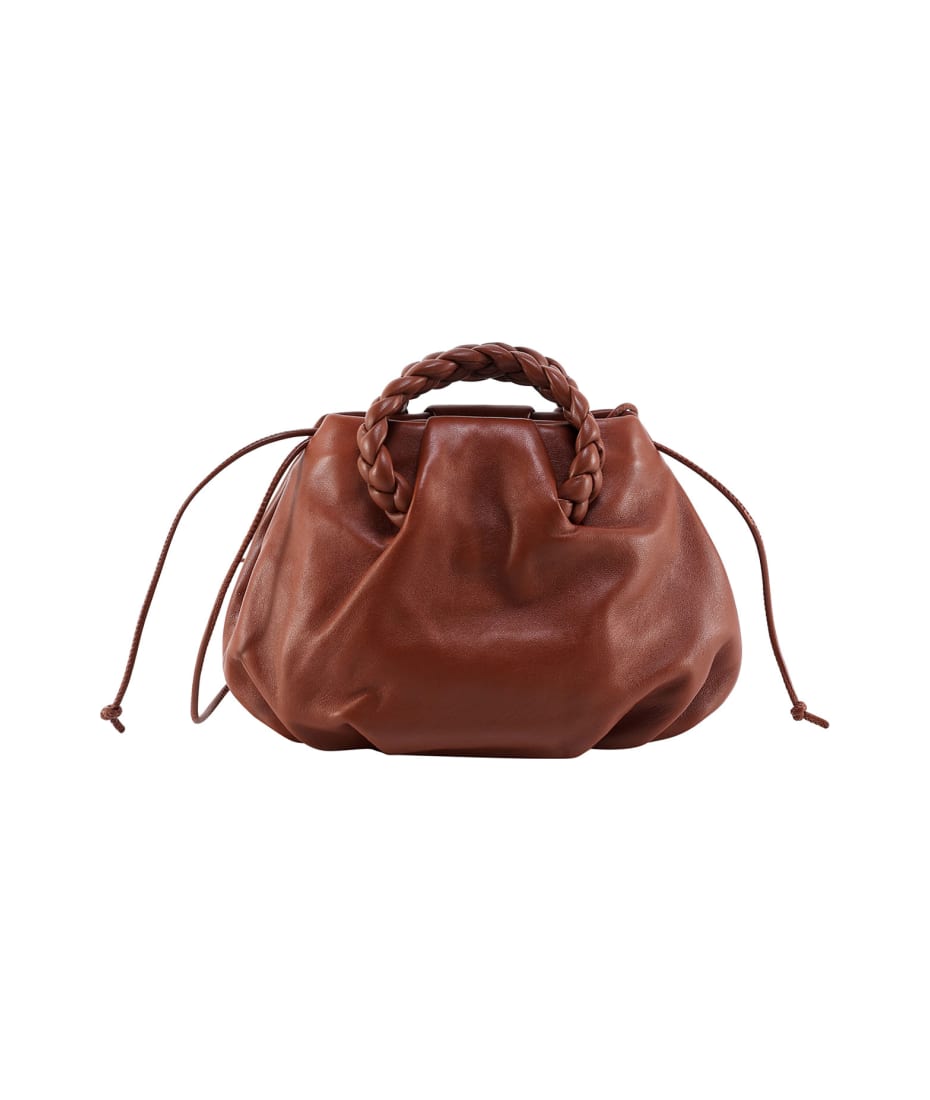 Hereu Mini Cabas Leather & Raffia Tote Bag In Chestnut