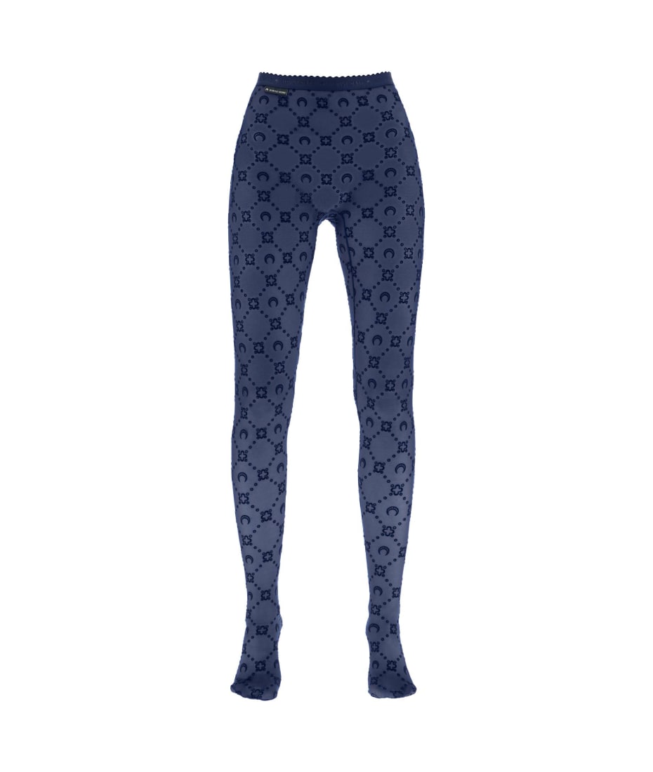 MARINE SERREタイツ Black Moonogram Mesh Flock Tights by Marine Serre on Sale