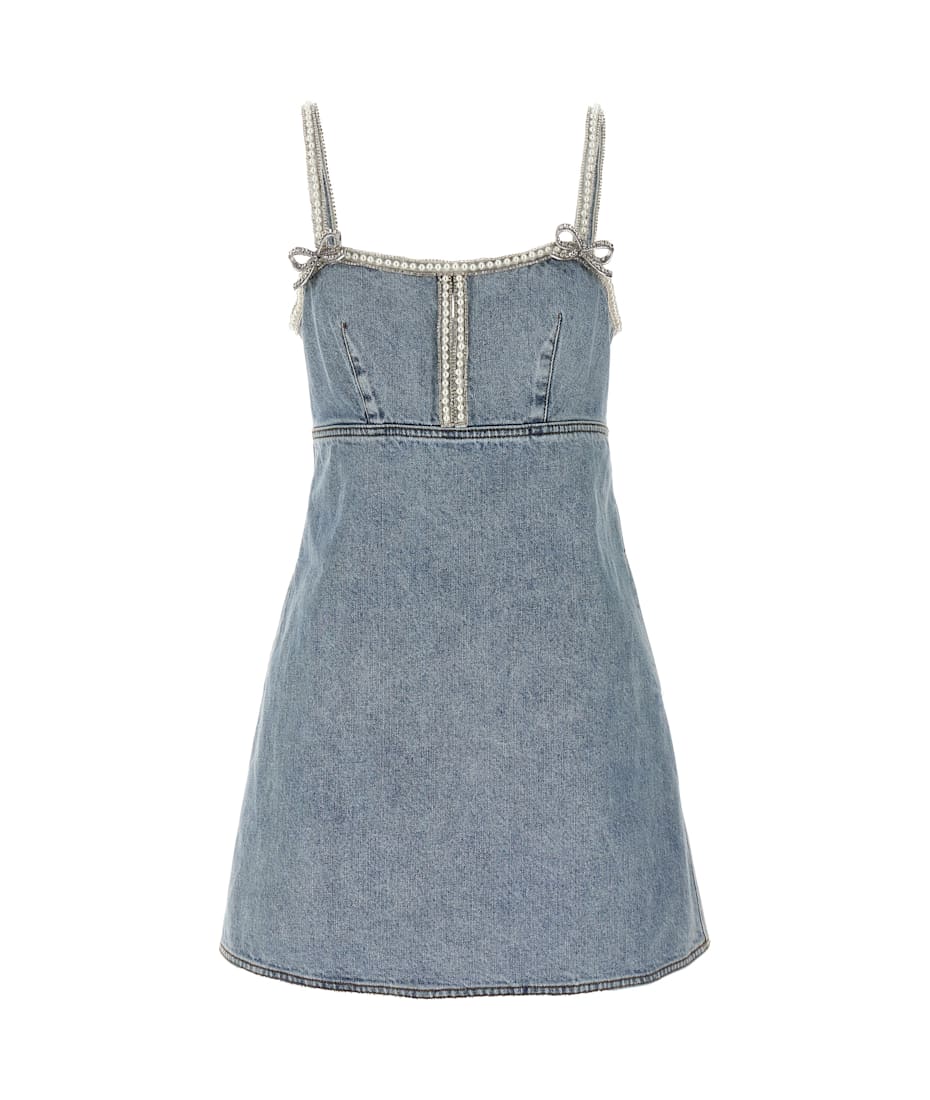 self portrait pale blue mini dress self-portrait - Blue Check Knit Mini Dress