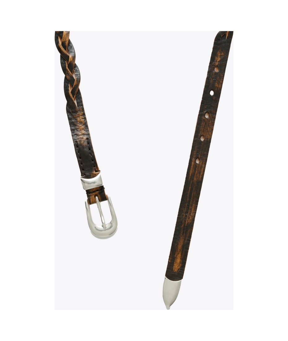 Our Legacy 2 Cm Braided Belt Vintage black braided leather