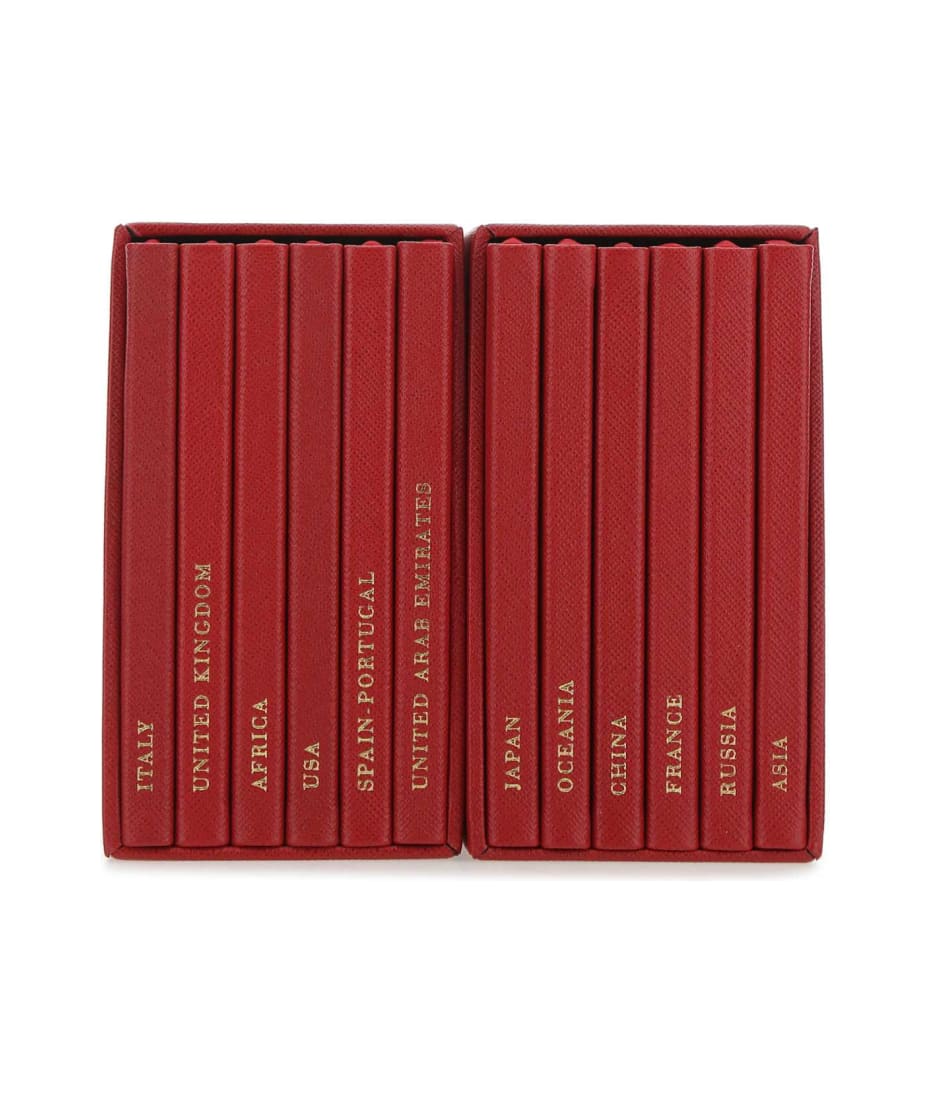 Prada Red Leather Notebook Set - F068Z