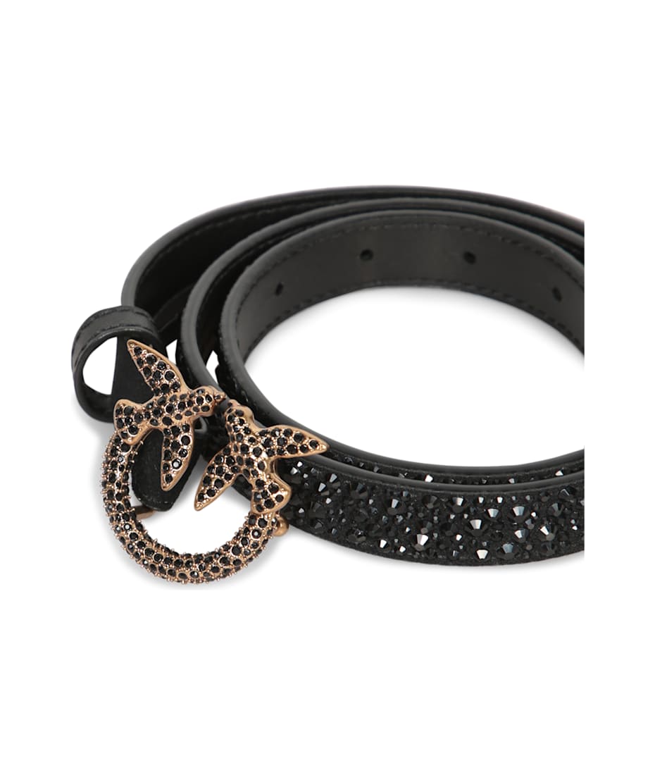 Pinko Love Berry H2 Strass Black Belt | italist