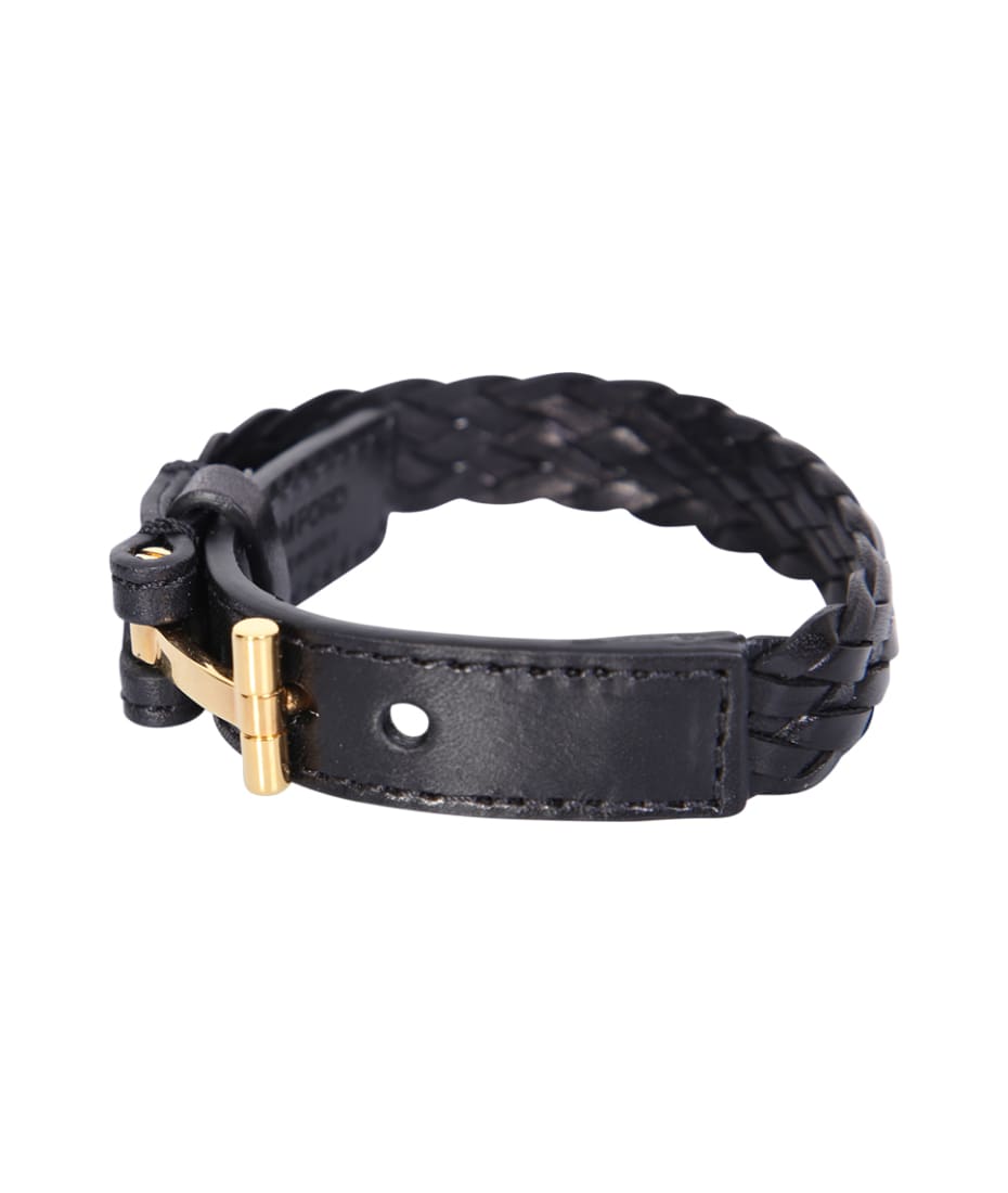 Tom Ford Woven Leather Bracelet - Black