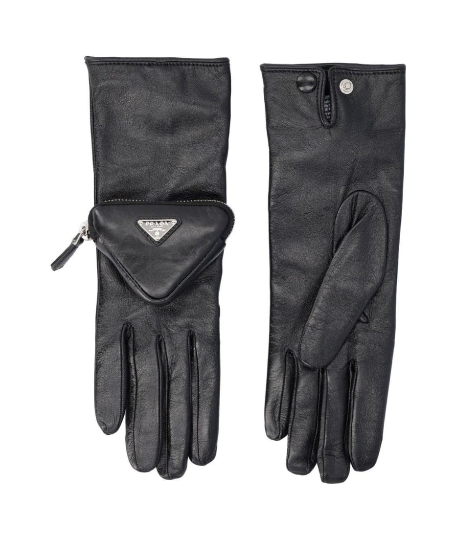 PRADA ロコホチ詳細手袋 1GG1412DWZ F0002 Prada Black Leather Gloves (PRADA/手袋) 1GG1412DWZ【BUYMA】