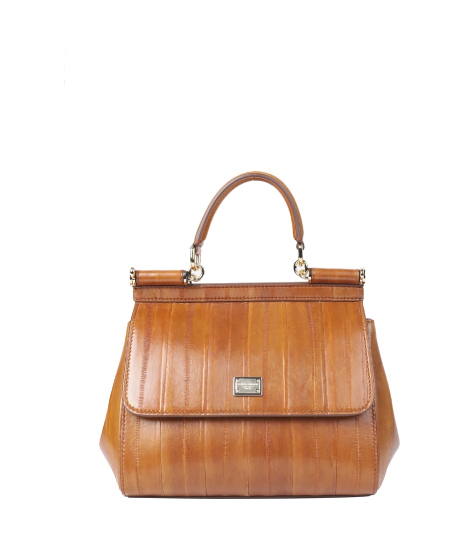 【関税&送料込】Dolce&Gabbana Medium Caramel Sicily Hand Bag Dolce & Gabbana Caramel Eel Sicily Bag Small | italist