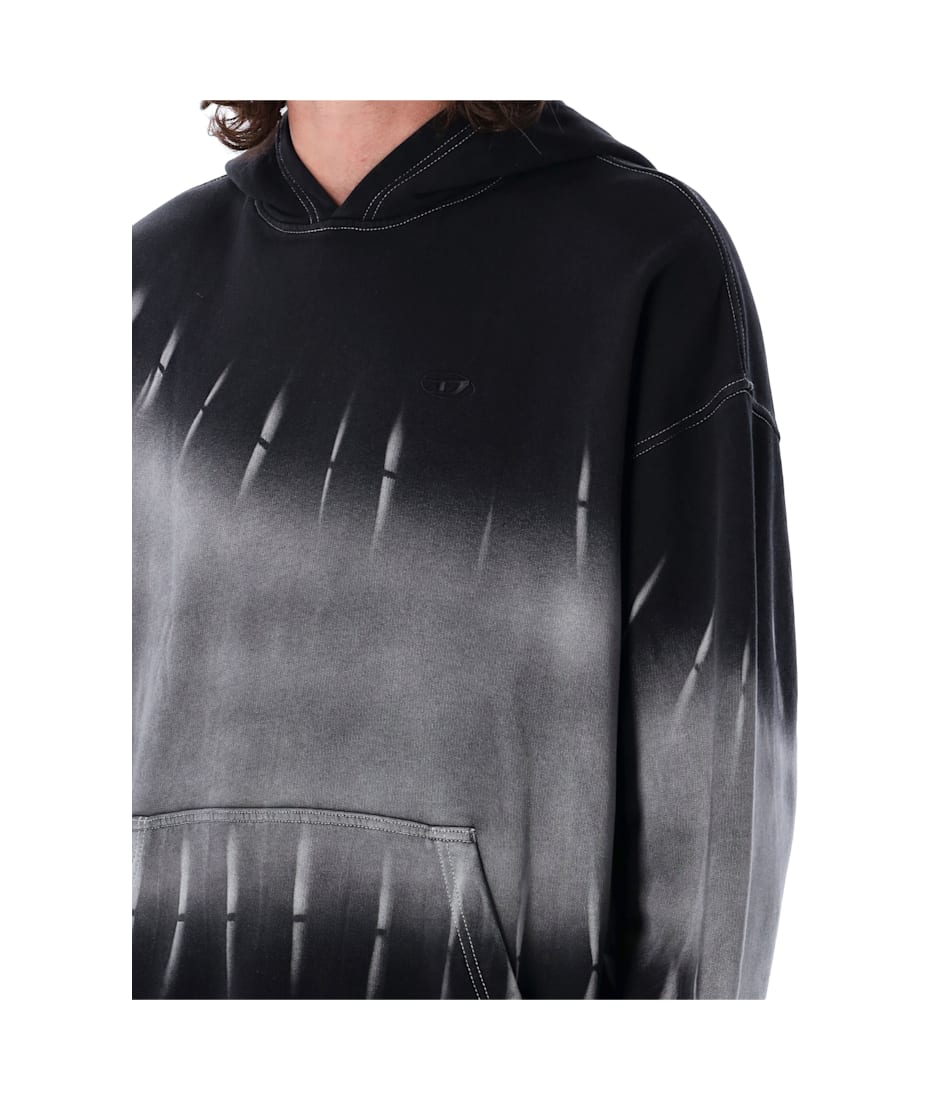 【DIESEL】s-boxt-hood-r2 Men's Tie-dyed hoodie with logo print | Black | Diesel