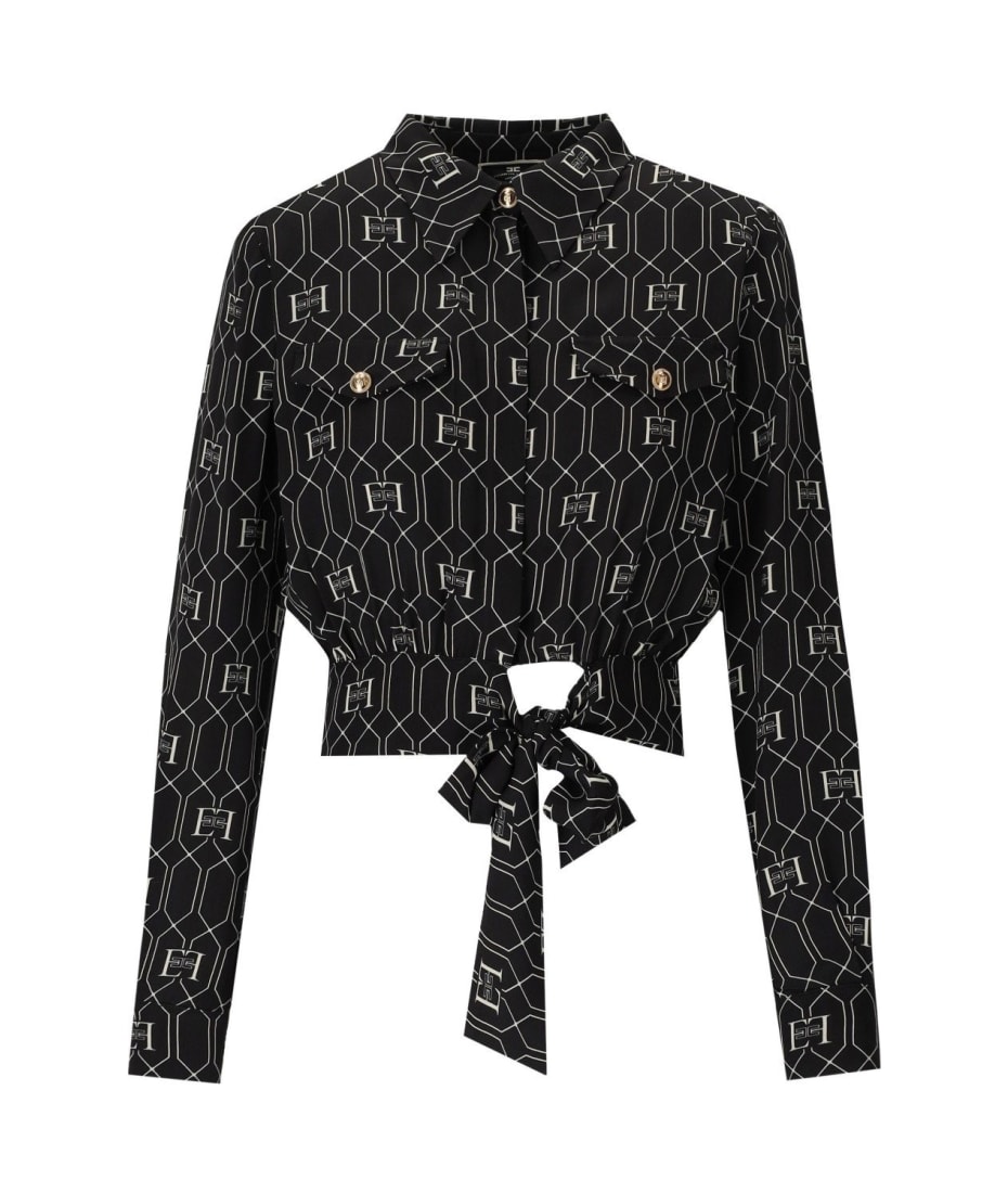 ELISABETTA FRANCHI: shirt dress with monogram print - Black