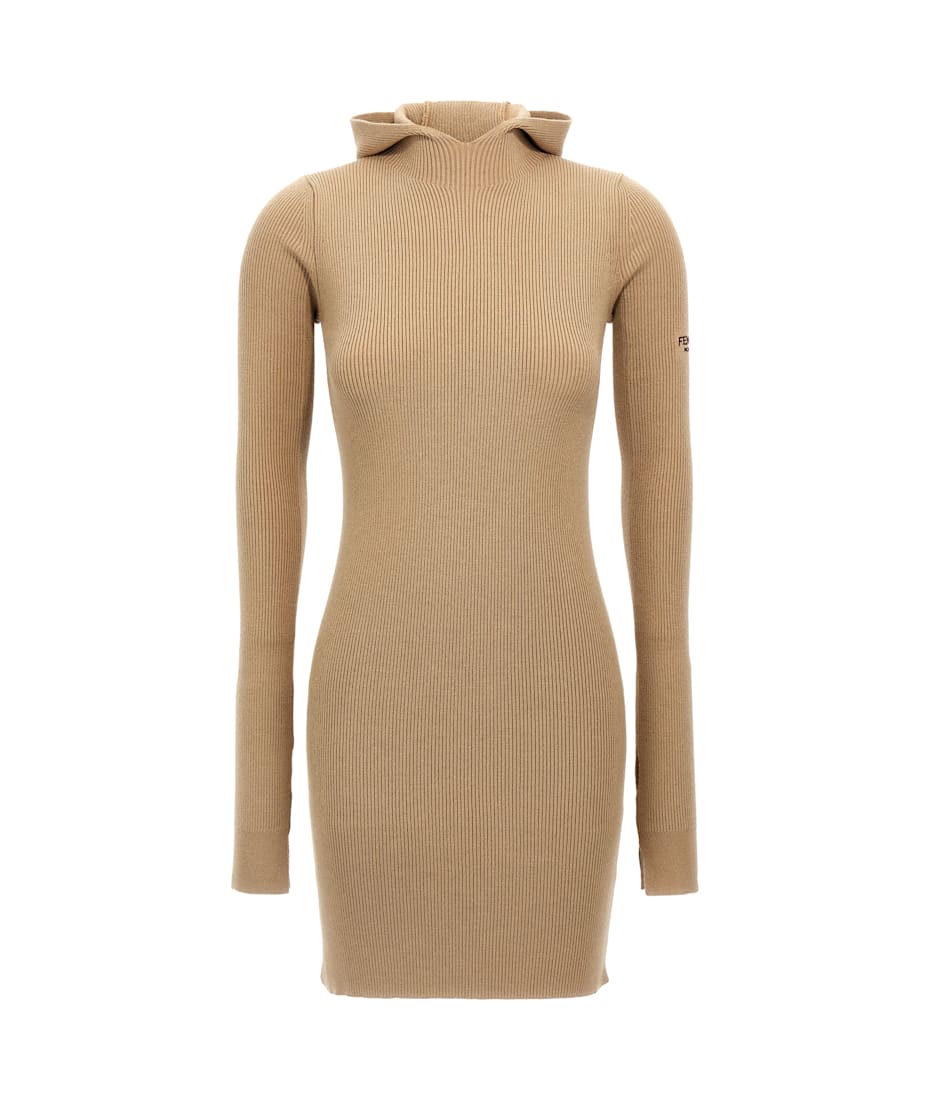 【関税＆送料込み】Fendi Short Fitted Dress With Hood Dress Cotton Brown | Fendi