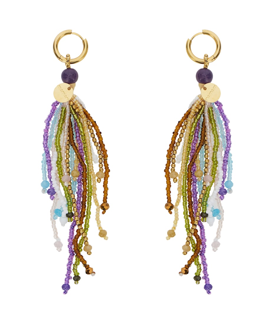 ピアス momoni SS25 WAI BIJOUX (255MMOBJ005 255MO616075) Momonì 'wai' Multicolor Hoop Earrings With All-over Beads