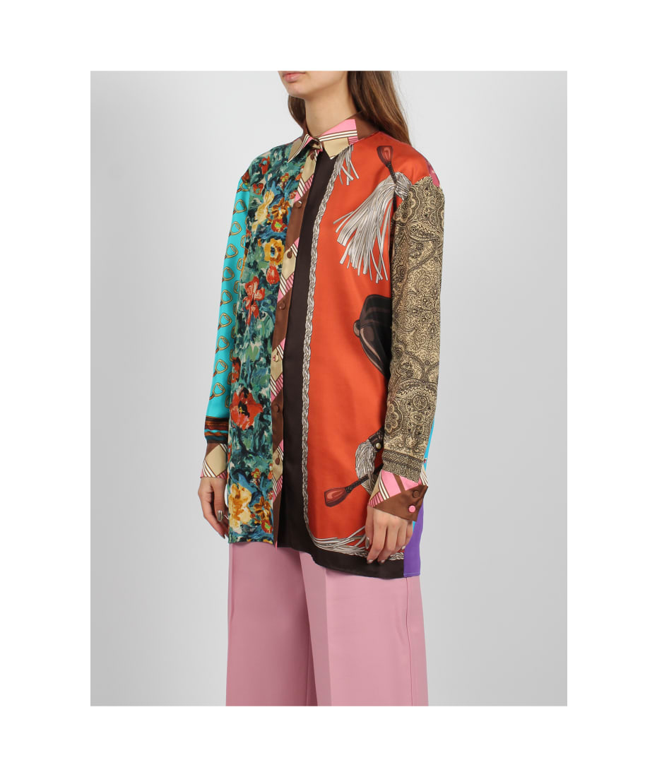 Gucci Heritage Patchwork Print Silk Shirt - Multicolour