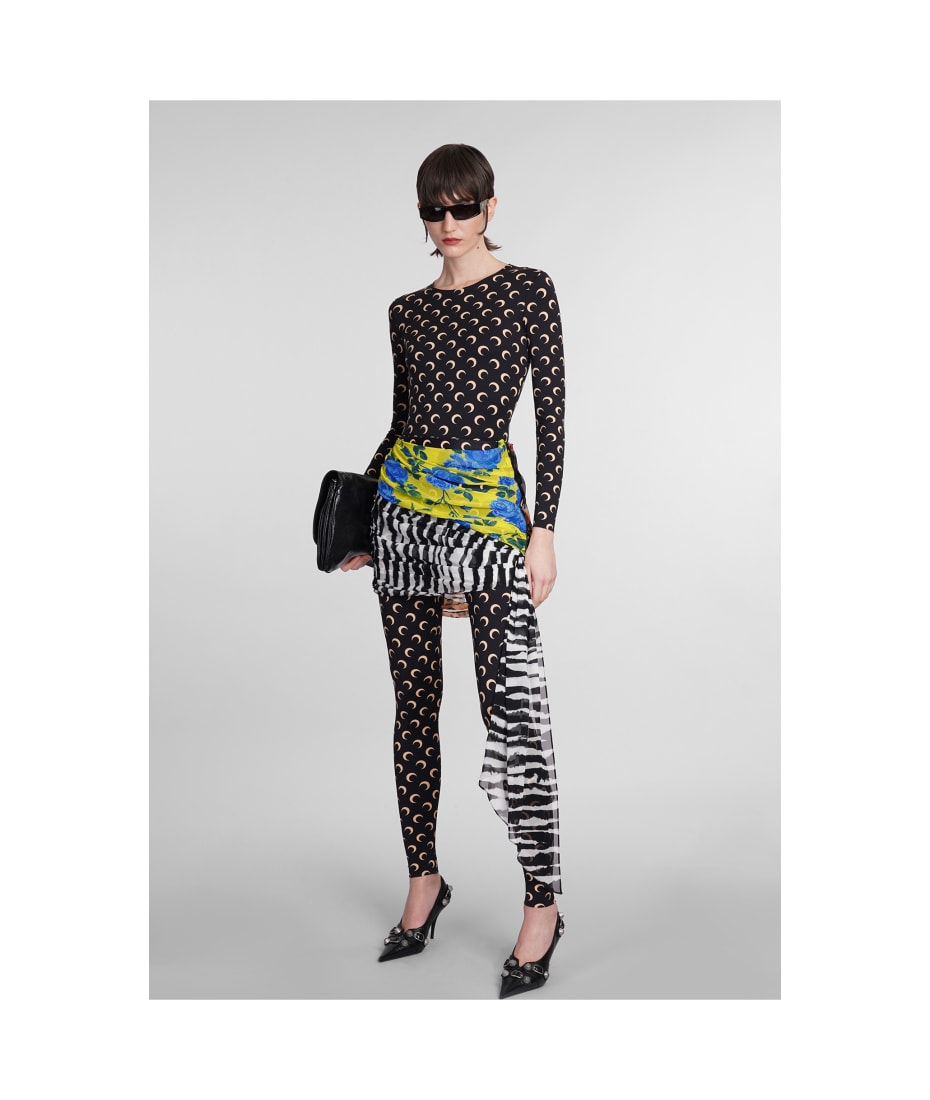 MARINE SERRE スカート Marine Serre Crinkled Patchwork Skirt | Black | FARFETCH