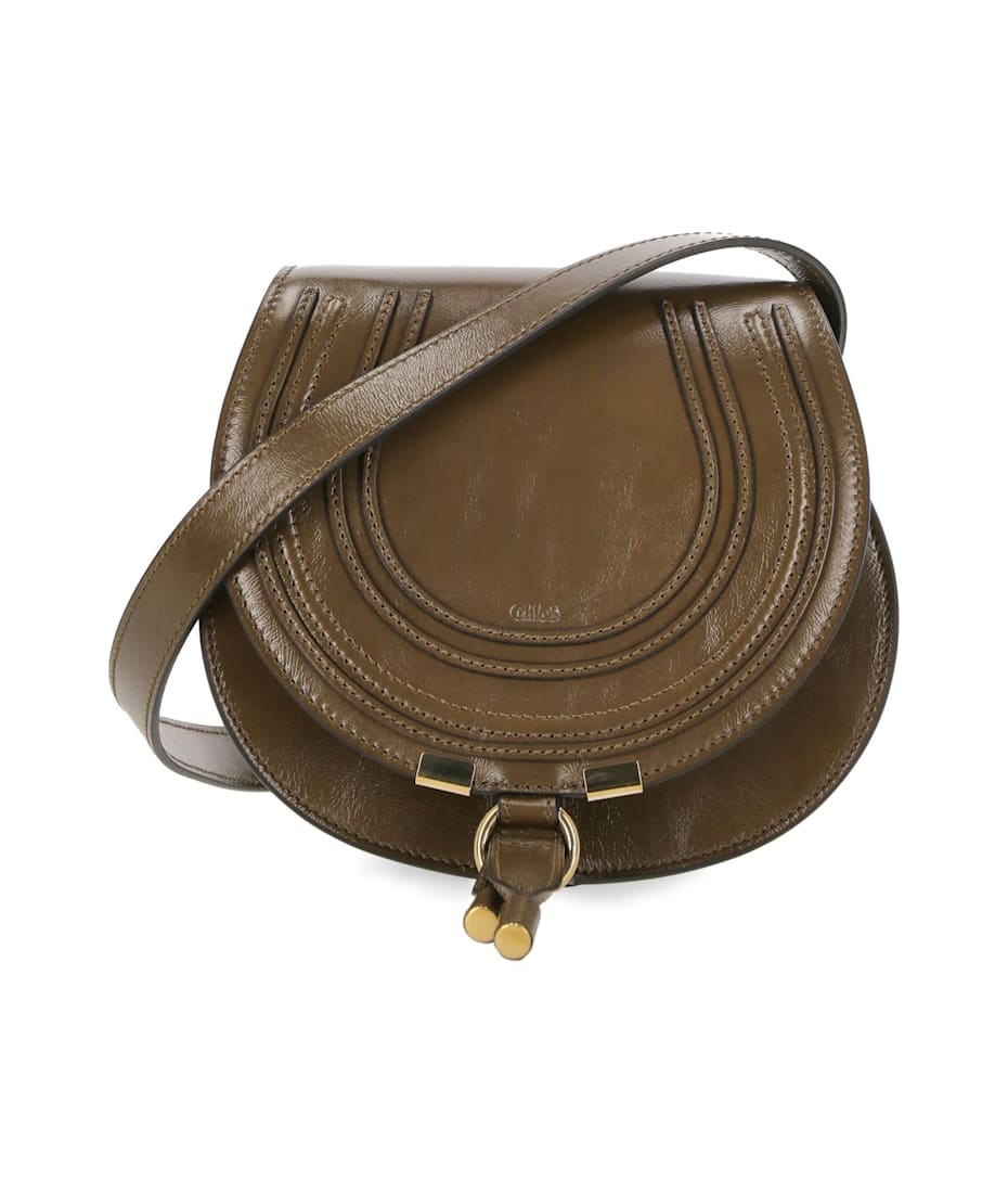 【Chloe】MARCIE SMALL SADDLE◆CHC22AS680I31 Chloé Small Marcie Saddle Bag In Grained Leather in Tan