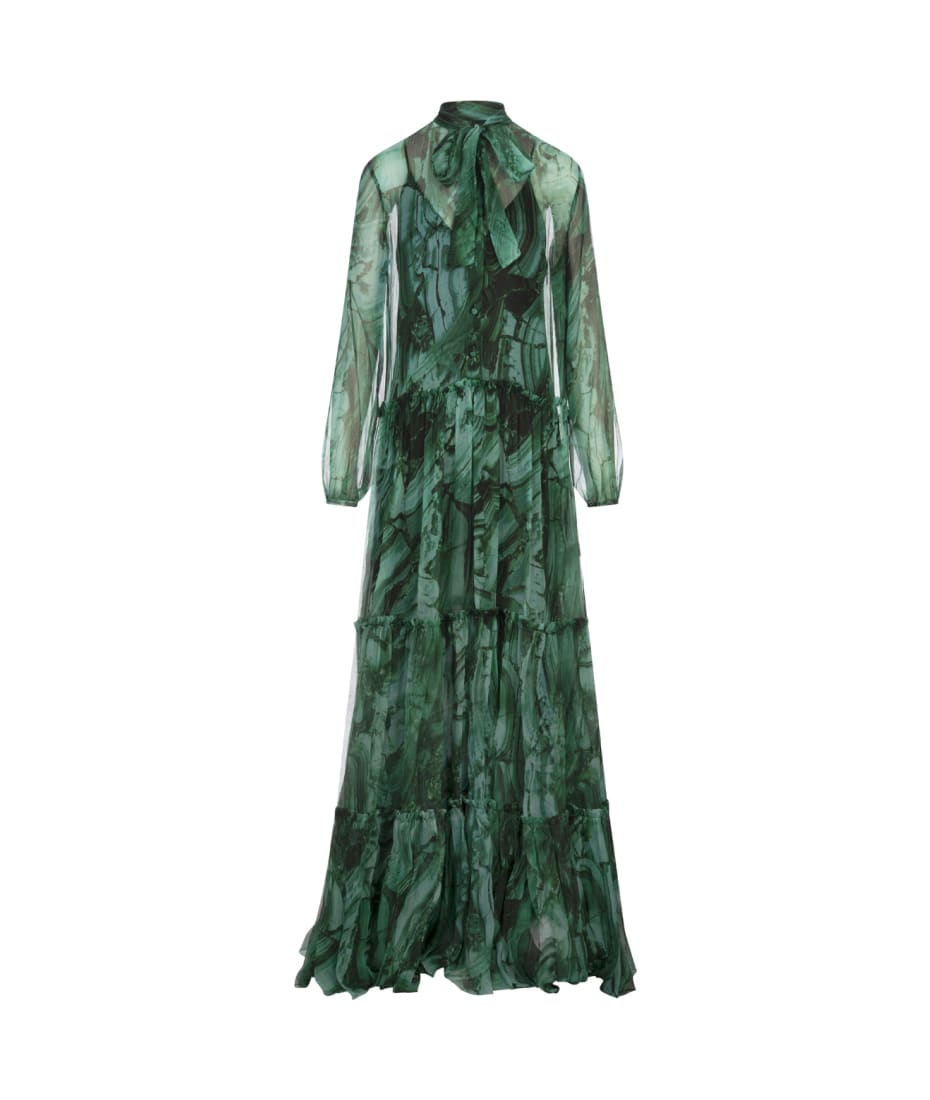 Roberto Cavalli Long Silk Dress With Green Malachite Print | italist,  ALWAYS LIKE A SALE