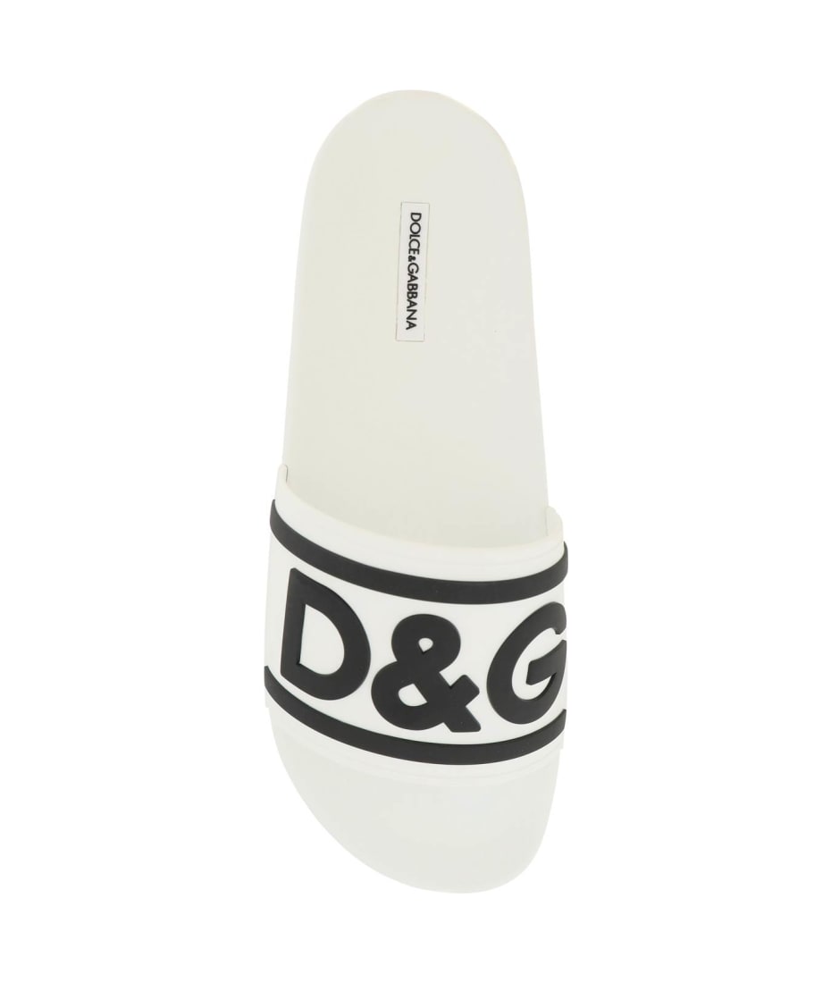 Dolce & Gabbana Logo Rubber Slides - White