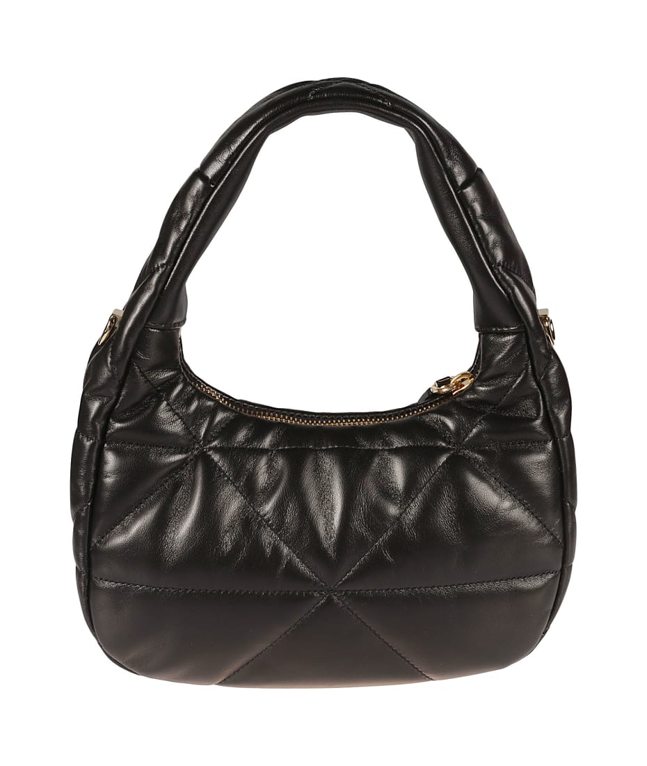 Prada Logo Embossed Quilted Shoulder Bag - Black