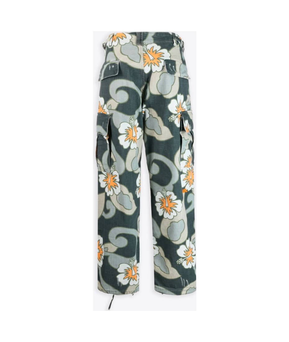 ERL Unisex Printed Cargo Pants Woven Floral printed cotton cargo