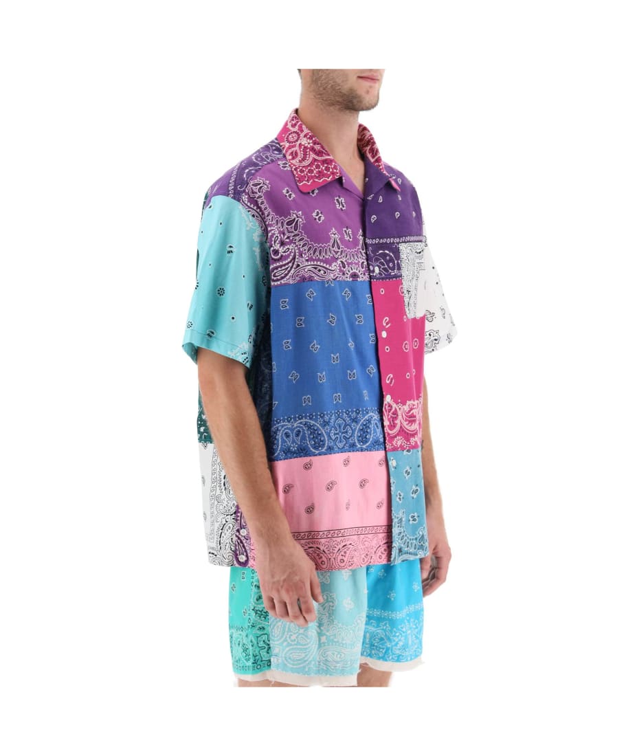 Men's Short-sleeved Patchwork Shirt With Bandana Prints by Children Of The  Discordance