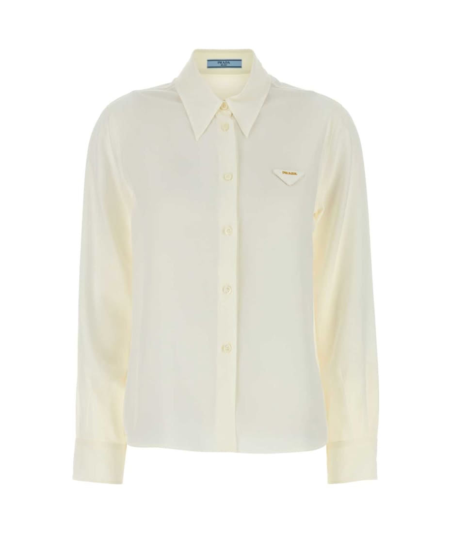 トップス PRADA silk tops Logo silk top in beige - Prada | Mytheresa