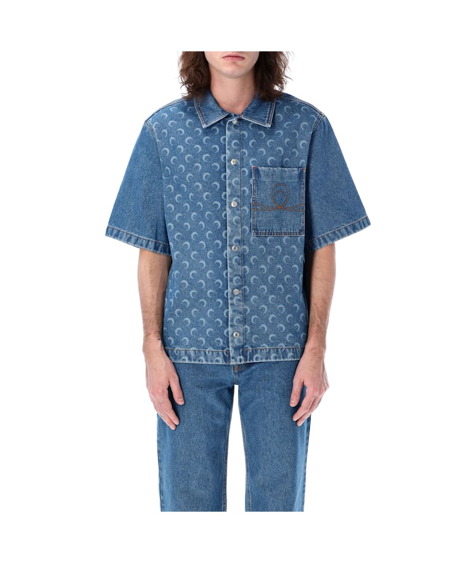 Marine Serre Moon Laser Denim Workwear Shirt | italist, ALWAYS 