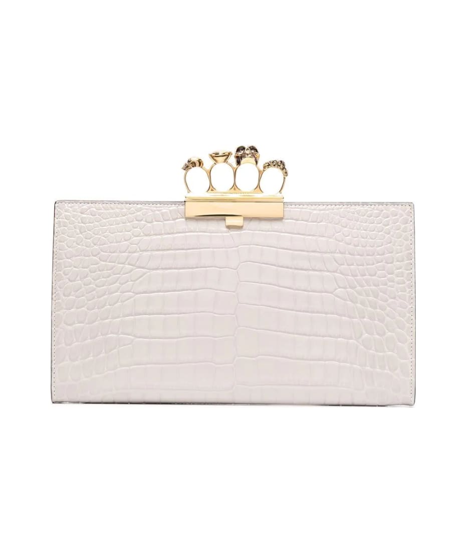 Alexander McQueen Four Ring Embossed Clutch Bag - Farfetch