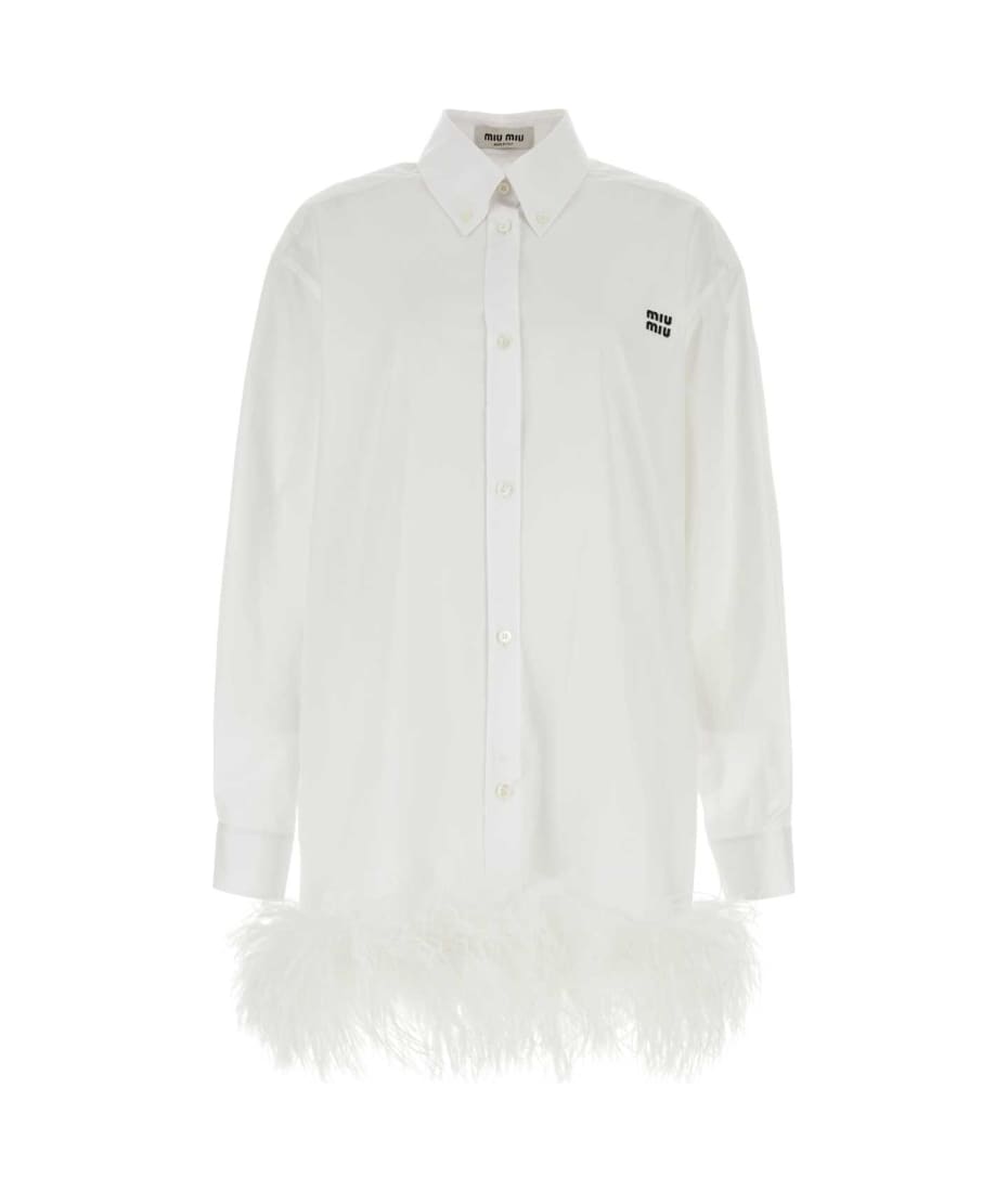 【関税&送料込】Miu Miu White Poplin Shirt Dress Miu Miu White Poplin Shirt Dress | italist