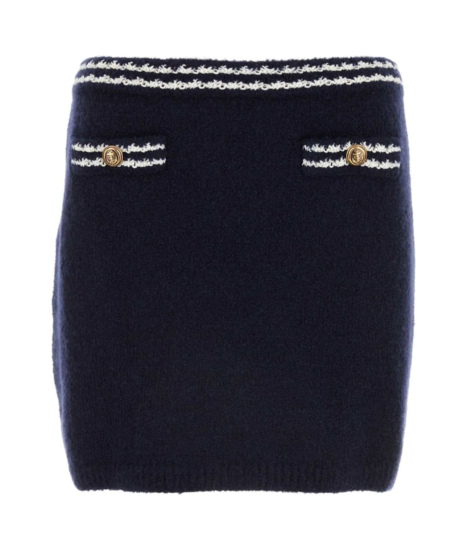 ミニスカート Miu Miu Dark Blue Wool Blend Mini Skirt Wool and cashmere miniskirt in blue - Miu Miu | Mytheresa