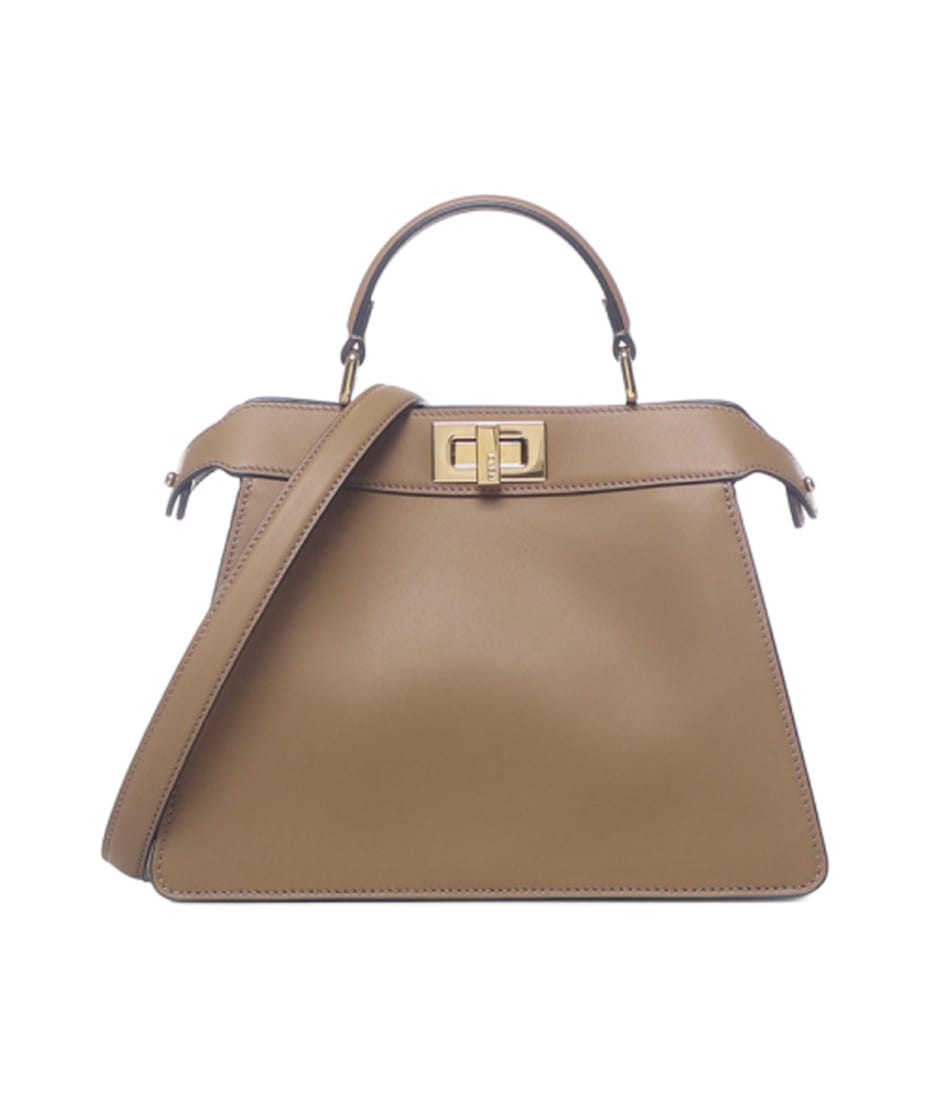 FENDI: Peekaboo ISeeU Small bag in leather - Tobacco