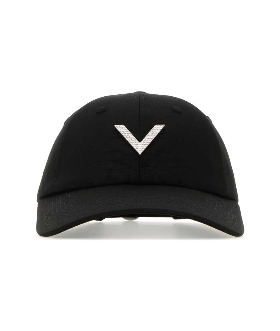 キャップ VALENTINO GARAVANI Black Stretch Cotton Baseball Cap Valentino Garavani Black Stretch Cotton Baseball Cap