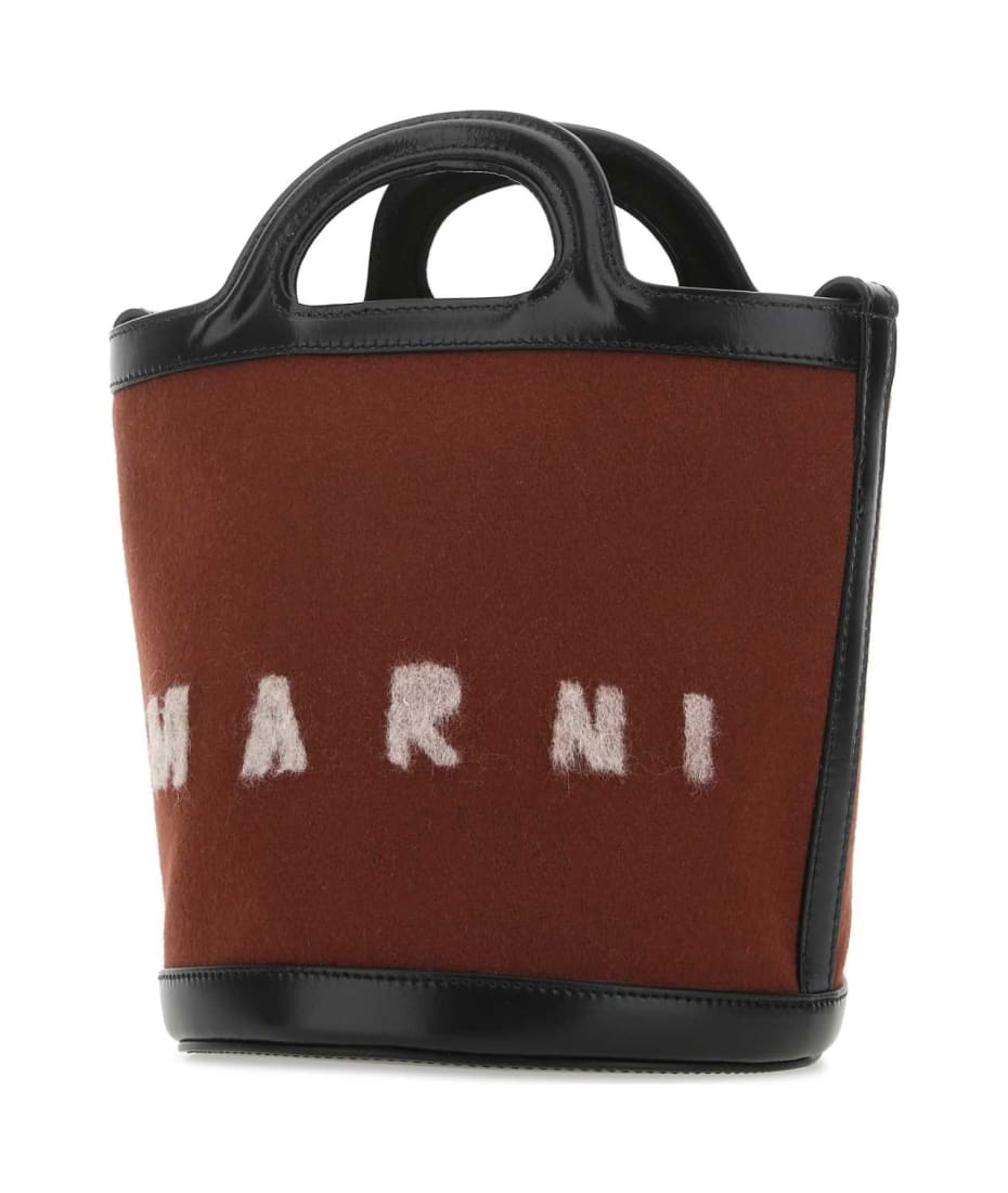 トートバッグ MARNI Two-tone felt and leather Tropicalia bucket bag Marni Two-tone Felt And Leather Tropicalia Bucket Bag