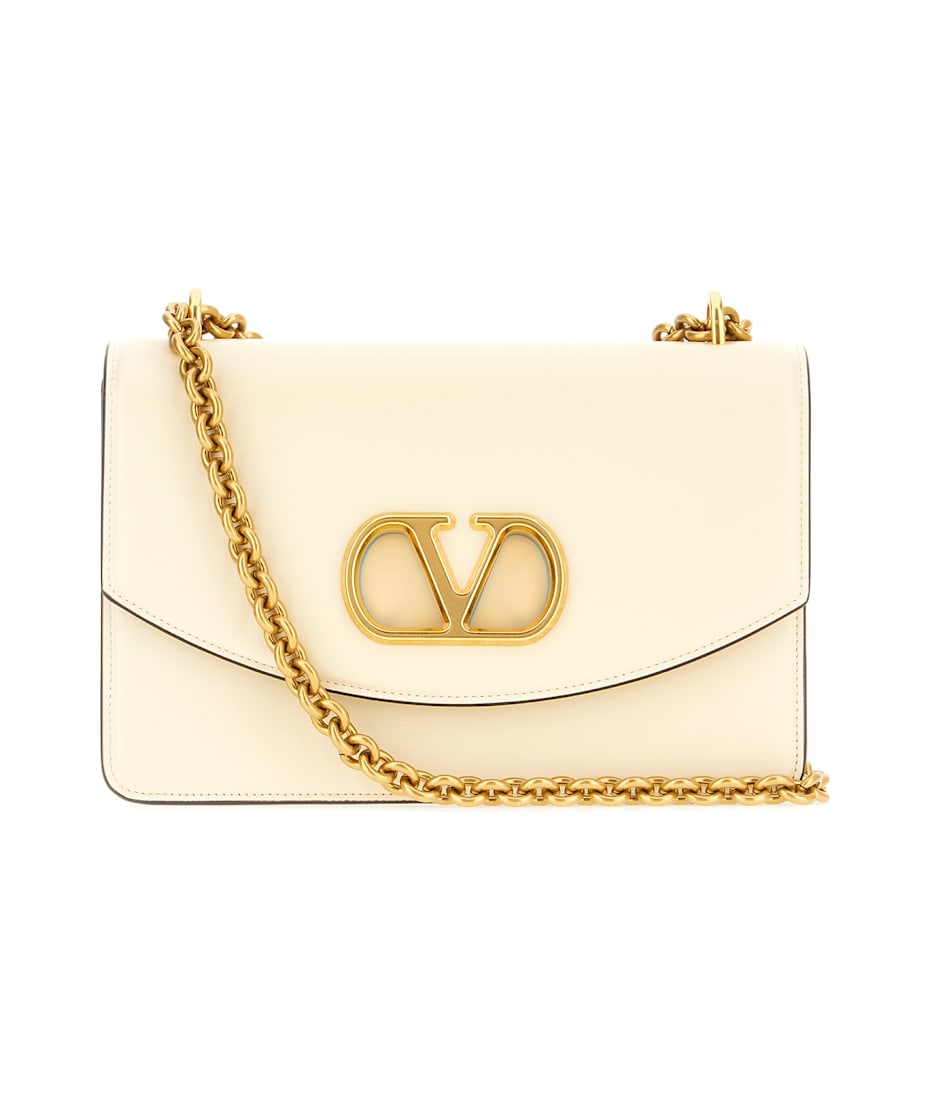 トートバッグ VALENTINO GARAVANI Ivory Leather Medium Vlogo Shoulder Bag Valentino Garavani Ivory Leather Shoulder Bag | italist