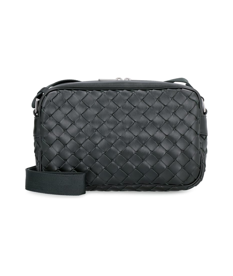 Bottega Veneta Black Intrecciato Leather Camera Shoulder Bag