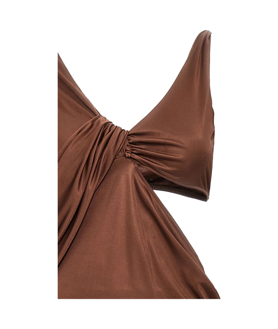 Atlein Draped Dress - Brown