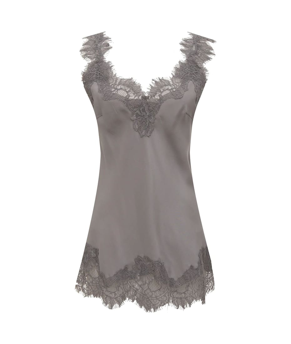 Gold Hawk Grey Silk Lace Trim Tank Top | italist