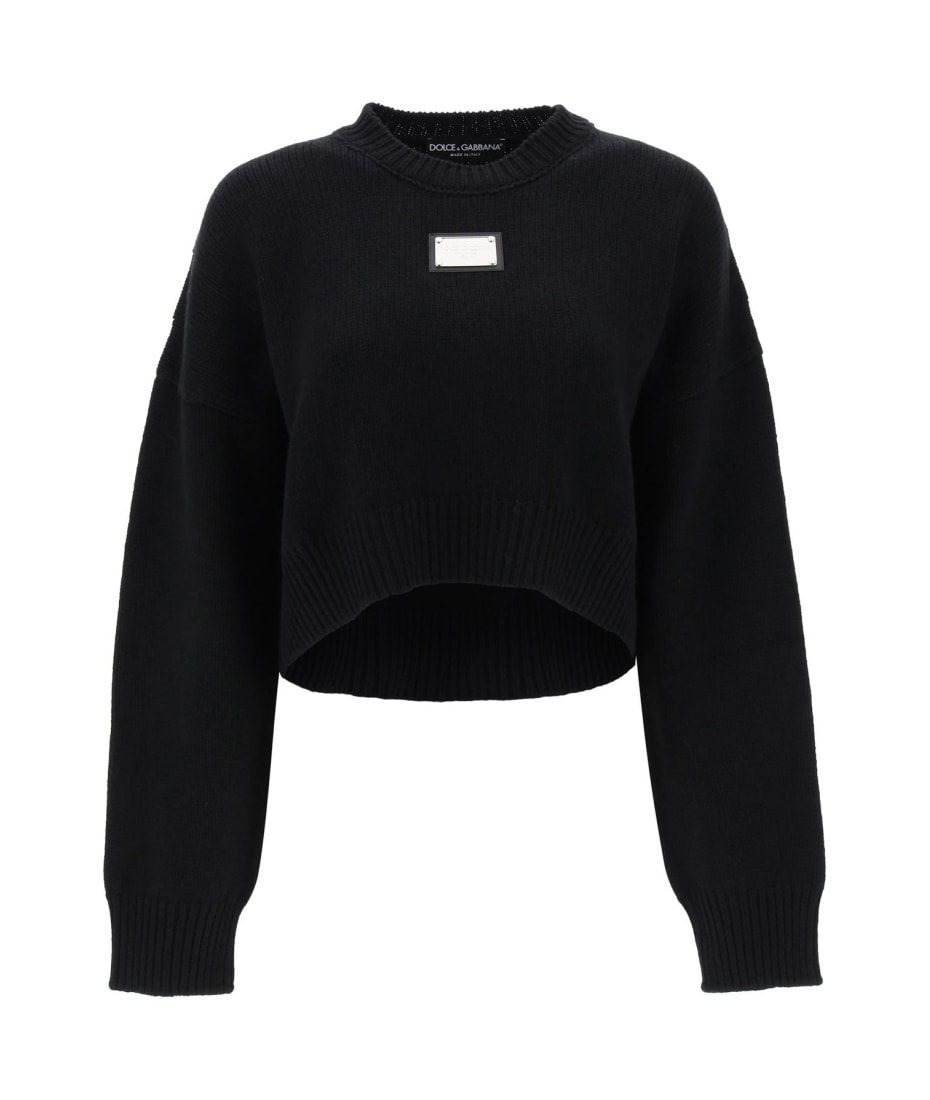 Dolce & Gabbana Chenille Monogram Jacquard Sweatshirt In Black