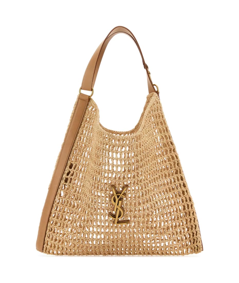 Beige Raffia And Leather Oxalis Shopping Bag