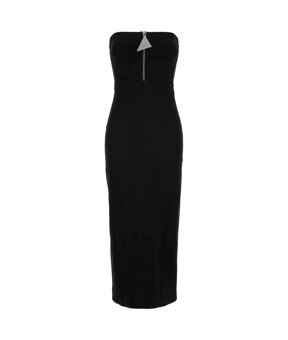 ワンピース THE ATTICO FW24 BUSTIER DRESS (247WCM176 RY02100) The Attico Black Bustier Dress With Decorative Zip In Tech