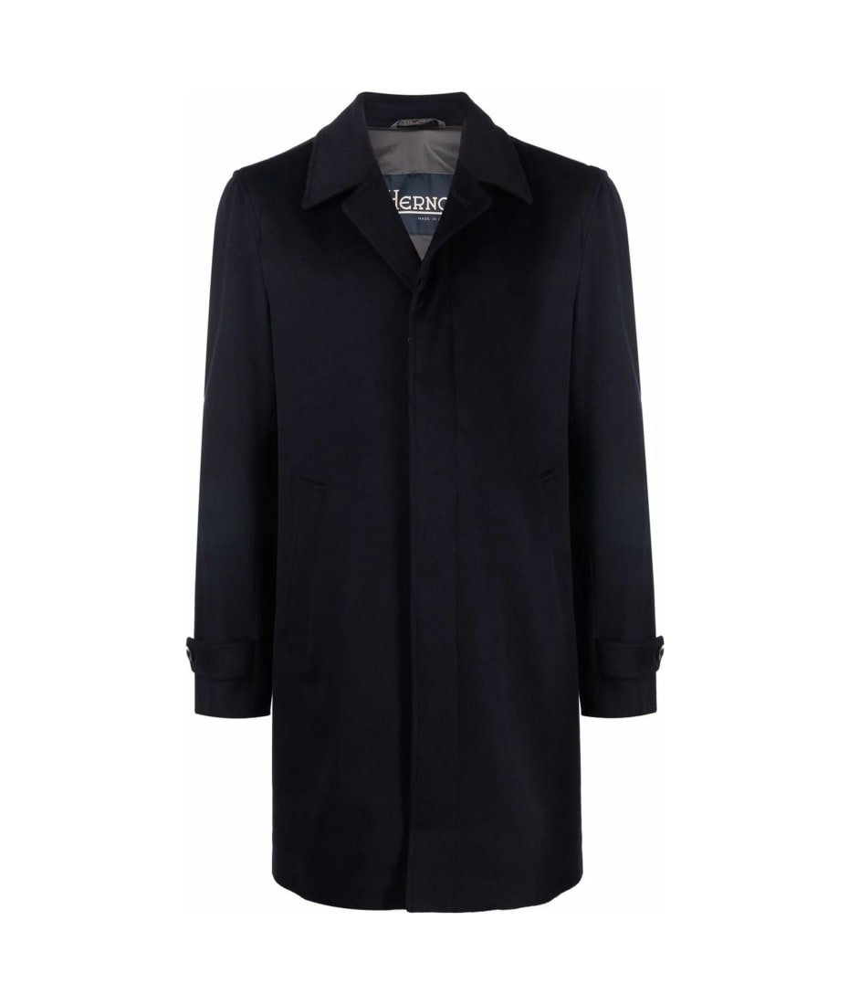 VIP【送料関税込】Herno Dark Blue Wool Blend Coat Jackets Unisex REEFERS BONDED WOOL Mid BLUE MARINE - GENOA MCT