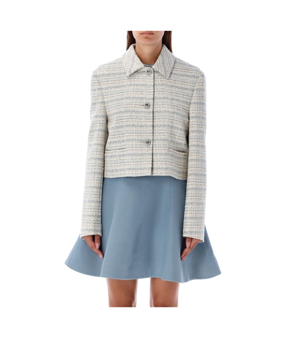 VALENTINO GARAVANI Cropped embellished cotton-blend tweed